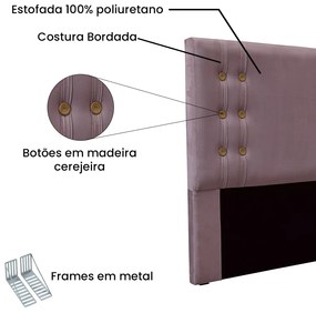 Cabeceira Cama Box Casal 140cm e Recamier Gênova Veludo S04 - D'Rossi - Uva