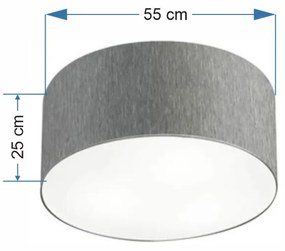 Plafon Cilíndrico Md-3058 Cúpula em Tecido 55x25cm Rústico Cinza - Bivolt