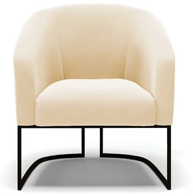 Poltrona Decorativa Industrial Preto Stella Suede Bege D03 - D'RossI