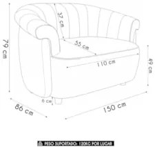 Sofá 2 Lugares 150cm Namoradeira Lykan Boucle Cru Z32     - Mpozenato