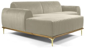 Sofá 3 Lugares Lisboa D07 com Chaise Esquerda 230cm Veludo Creme - D'Rossi