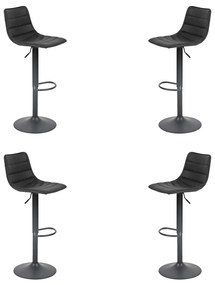 Kit 4 Banquetas Decorativas Travis PU com Regulagem de Altura Base Disco c/Apoio Para os Pés Preto G56 - Gran Belo