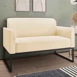 Kit Namoradeira e 1 Poltrona Decorativa Base Industrial Preta Maressa