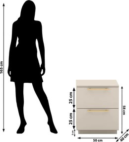 Mesa Cabeceira Quarto 50cm com 2 Gavetas Magna Fendi V01 - D'Rossi