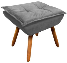 02 Poltronas e 01 Puff Pé Palito de Madeira Opala Suede D03 - D'Rossi - Grafite