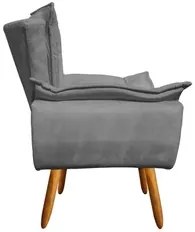 Poltrona Decorativa Sala de Estar Pés Palito Opla Suede Grafite - Ibiz