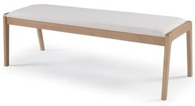 Banco Suez Estrutura Madeira Estofado cor Cru Calandro 142cm - 67751 Sun House
