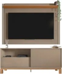 Painel Para TV 55 Pol e Rack Bancada 150cm Lucca Areia/Freijó C01 - Mp
