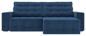 Sofá Retrátil com USB 274cm Elliot Suede Azul Marinho G52 - Gran Belo