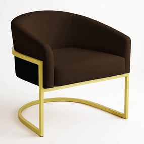 Poltrona Sala Decorativa Industrial Dourada Arielle Suede D03 - D'Rossi - Marrom