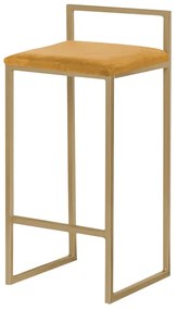 Banqueta Decorativa Jasmine Base Gold Suede Mostarda G41 - Gran Belo