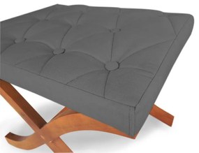 Puff Decorativo Joice Base Madeira Suede Cinza - Sheep Estofados
