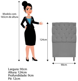 Kit Cabeceira e Calçadeira Liverpool 90 cm Solteiro Corano Cinza - ADJ Decor