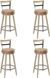 Banqueta Alta Estofada Pés Palito Kit 4 Martin Sintético Amarula S08 -