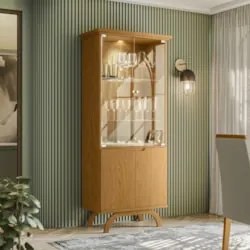 Cristaleira Porta de Vidro Com LED 71cm Vinci Ypê N02       - Mpozenat