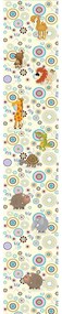 Papel de Parede infantil círculos com bichos da selva 0.52m x 3.00m