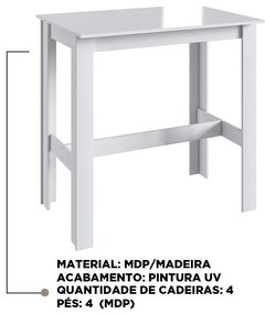 Mesa Bancada De Jantar Cozinha Multiuso - Branco