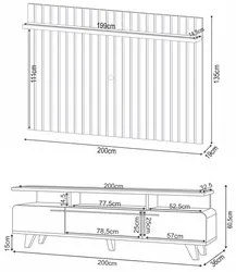 Painel para TV 70 Pol Ripado 2.0 e Rack Bancada Amago H01 Off White/Ci