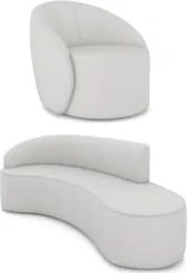 Sofá 4 Lugares 220cm Wendi e Poltrona Steve Linho Cinza I01  - Mpozena