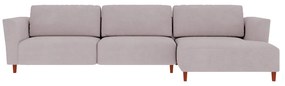 Sofá 310cm com Chaise Direita Franz Suede Rosê - Gran Belo