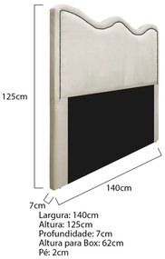 Cabeceira Casal Bari P02 140 cm para cama Box Linho - ADJ Decor