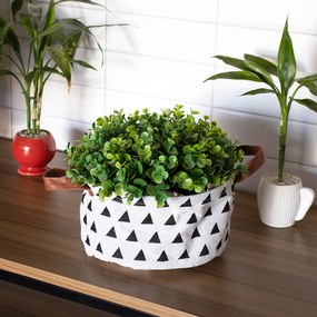 Cesto Decorativo Multiuso Organizador Triângulos Branco 15x26x26 cm - D'Rossi