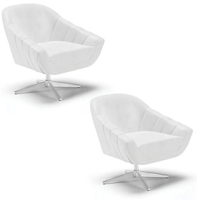 Kit 02 Poltronas Giratória Giovana Corano Base Cromada D03 - D'Rossi - Branco