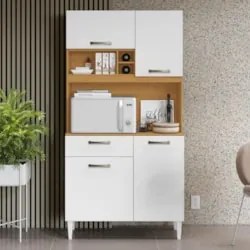 Armário de Cozinha Compacta 91cm Morgan Cinamomo/Branco A15 - Mpozenat