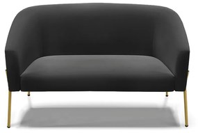 Sofá 2 Lugares Namoradeira Pé de Ferro Dourado Stella Suede D03 - D'Rossi - Preto