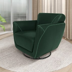 Kit 2 Poltronas Decorativas Valentina Sala de Estar Giratória Couro Verde Brilho G40 - Gran Belo
