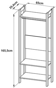 Armario Closet Aberto AZ1029 MDP Preto/Nogal G69 - Gran Belo