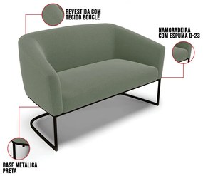 Sofá Namoradeira e Poltrona Industrial Preto Stella Bouclê D03 - D'Rossi - Verde Pistache