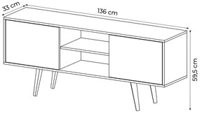 Rack Bancada para TV até 65 Sala de Estar R1464 Natural G69 - Gran Belo