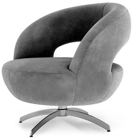 Poltrona Decorativa Base Giratória Topázio Veludo Cinza Escuro - Sheep Estofados - Cinza