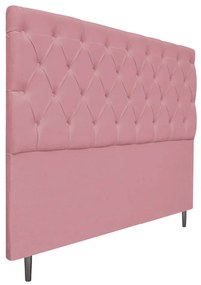 Cabeceira Estofada Liverpool 140 cm Casal Suede Rosa Bebê - ADJ Decor