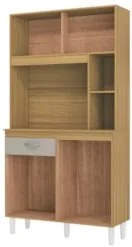 Armário de Cozinha Compacta 90cm Parisi Z46 Damasco/Off White - Mpozen