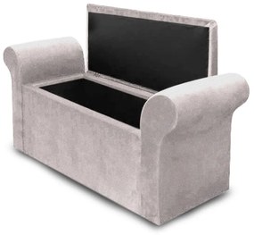 Recamier Calçadeira Baú Miami Veludo Castor - Simbal - Bege
