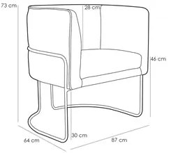 Kit 2 Poltronas Decorativas Pés Metal Betina A-48 Linho Flocos - Domi