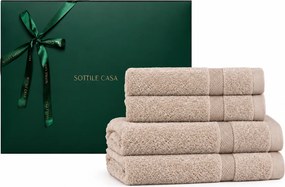 Jogo de Banho 4 pçs Trussardi 100% Algodão Doppia c/ Caixa de Presente Natal - Nocciola  Nocciola