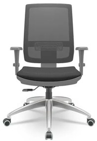Cadeira Brizza Diretor Grafite Tela Preta Assento Aero Preto Base RelaxPlax Aluminio - 65886 Sun House