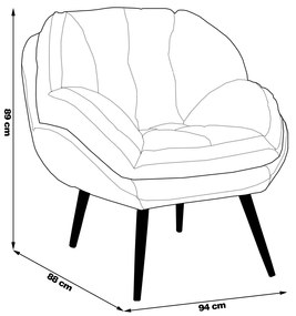 Kit 2 Poltronas Decorativas Pés Palitos Giroud Veludo Cinza Chumbo G33 - Gran Belo