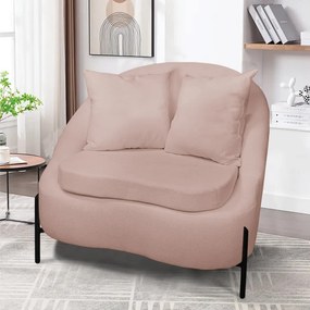 Poltrona Decorativa Orgânica Pé de Metal Preto Kit 2 Zaya Bouclê C05 - D'Rossi - Rose