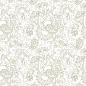 Papel de parede adesivo arabesco marrom e branco