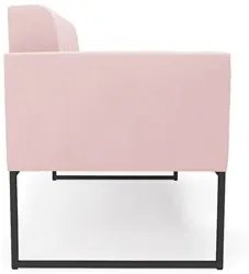 Sofá Namoradeira Base Industrial Preto Ana Suede Rosa Bebê - Ibiza