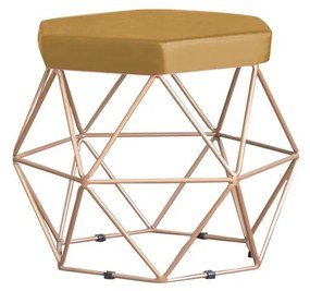 Puff Decorativo Base Gold Elsa Suede Mostarda G41 - Gran Belo