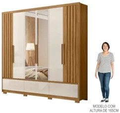 Guarda Roupa Casal com Espelho 6 Portas 240cm Arizona Z17 Freijó/Off W