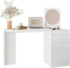 Penteadeira Escrivaninha com Espelho 129cm Mandi A02 Branco - Mpozenat
