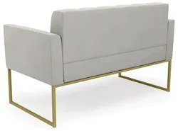 Sofá Namoradeira Base Industrial Dourado Ana Veludo Cinza - Ibiza