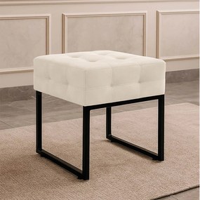 Puff Sala Decorativo Quadrado Industrial Elisa Veludo D03 - D'Rossi - Bege
