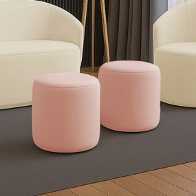 Puff Redondo Orgânico para Sala Kit 2 Malu Veludo M11 - D'Rossi - Rose